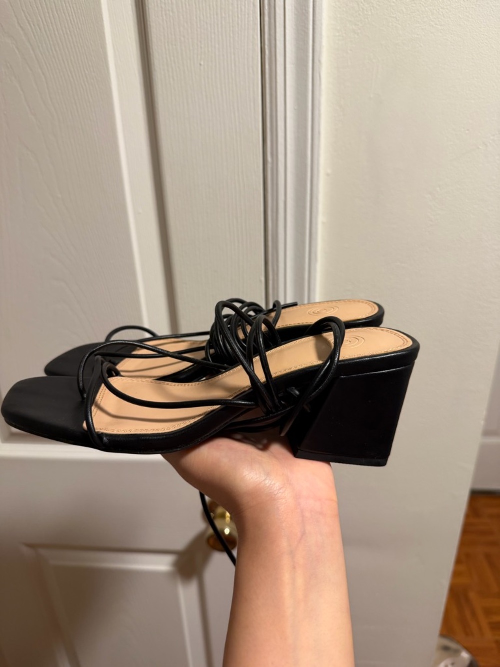 Urban Outfitters Black Strappy Block Heel Sandals